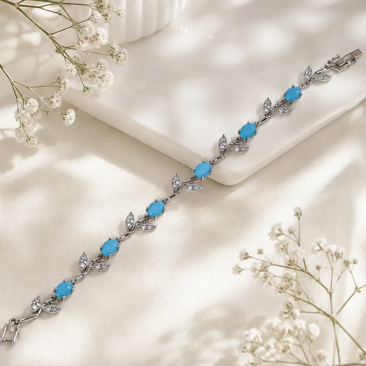 Tulip Bracelet (Silver/Ferozi)
