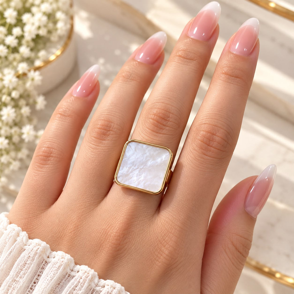 Statement Square Ring (White)