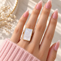 Statement Rectangular Ring (White)