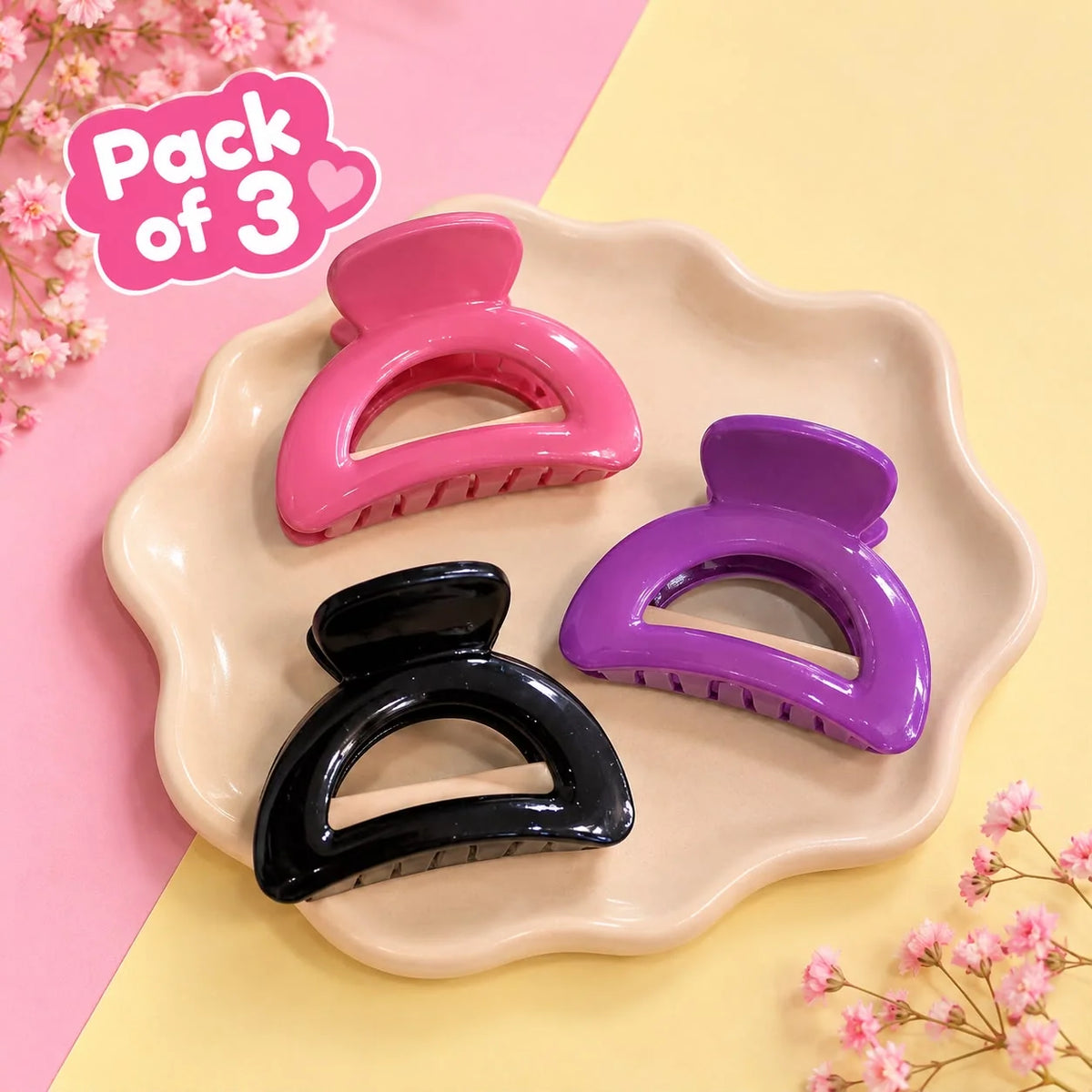 Minimalist Claw Clip (Pack of 3 Bold Colors)