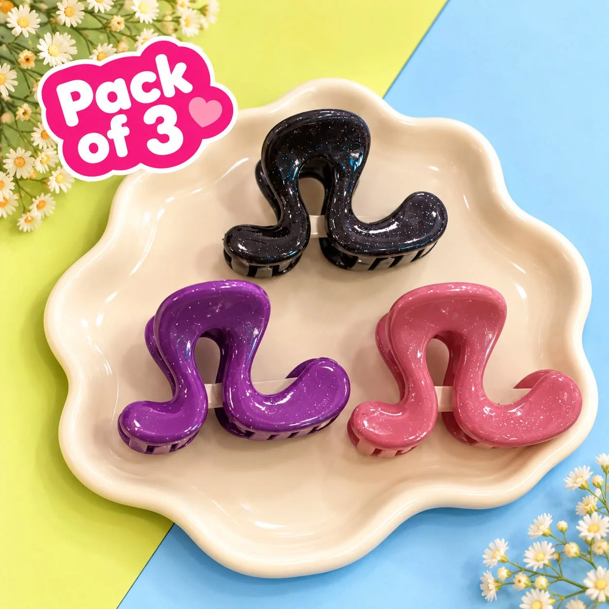 Minimalist Claw Clip (Pack of 3 Bold Colors)
